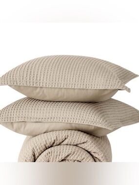 Bedsure Khaki Waffle-Knit Decorative Pillow - Set of 2 - Standard Size